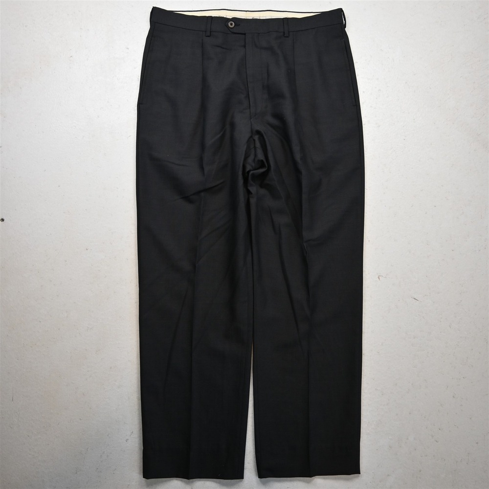 Vtg Ialy Made Valentino 34x30 Gray 100% Wool Pleated Baggy Dress Mens Pants